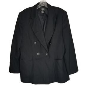 M.T. Morgan Taylor Women's 100% Wool Double Breasted Blazer, Black, Sz 16
